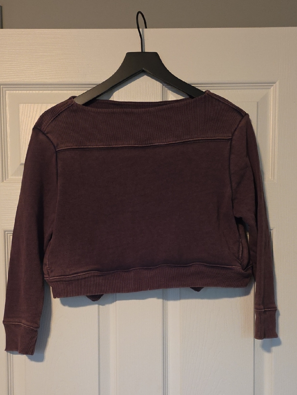 Free People Ribbed Crewneck Cropped Sweatshirt - Faded Black